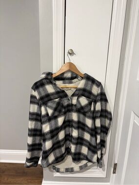 Ci Sono Black and White Plaid Sherpa-Lined Jacket